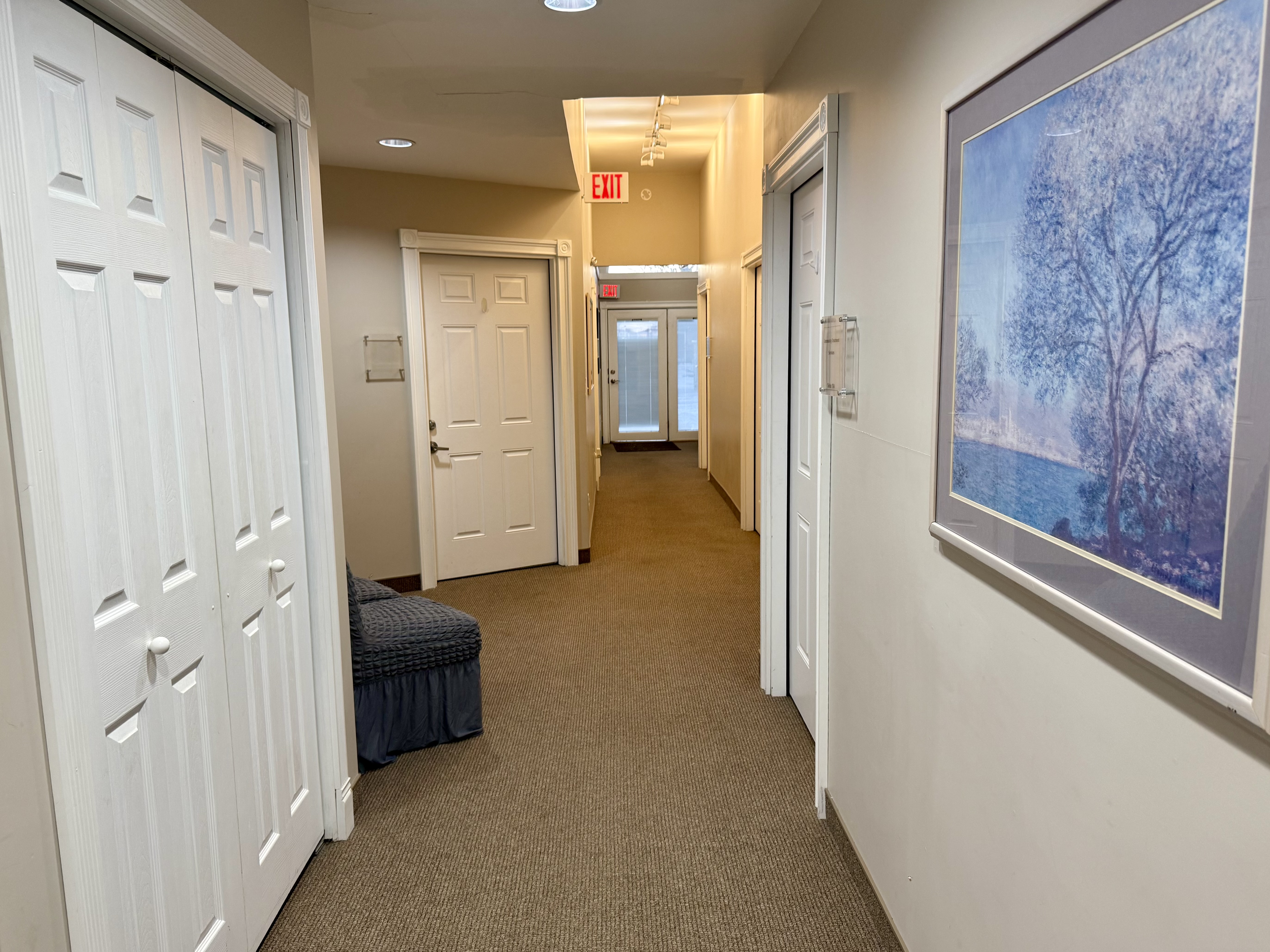 Spacious corridors office suites affordable commercial property Johnson County KS